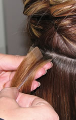 Applying tape hair extensions step 2