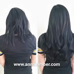 Anna Lamber - before and after hair extensions