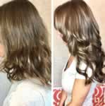 Ashley Grey Salon: Wavy brown extensions side